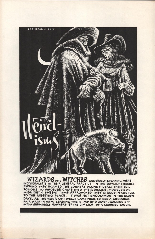 1967 Lee Brown Coye vintage 11x17 Wizards and Witches Weirdisms Halloween poster
