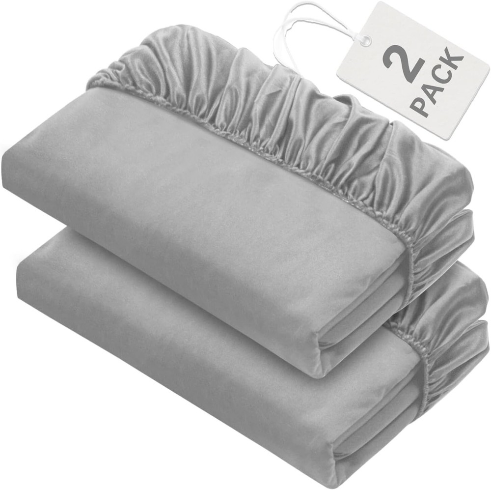 Twin XL Bedding Fitted Sheet 2 Pack Bottom Sheet Deep Pocket up to 14