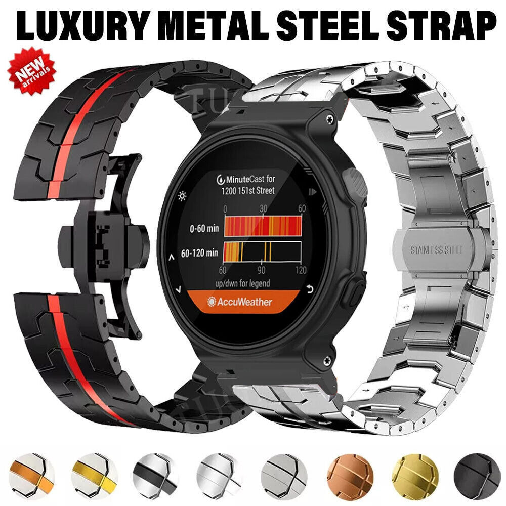 For Garmin Forerunner 220/230/235/620/630/735XT/S6/S5 Stainless Steel Band Strap