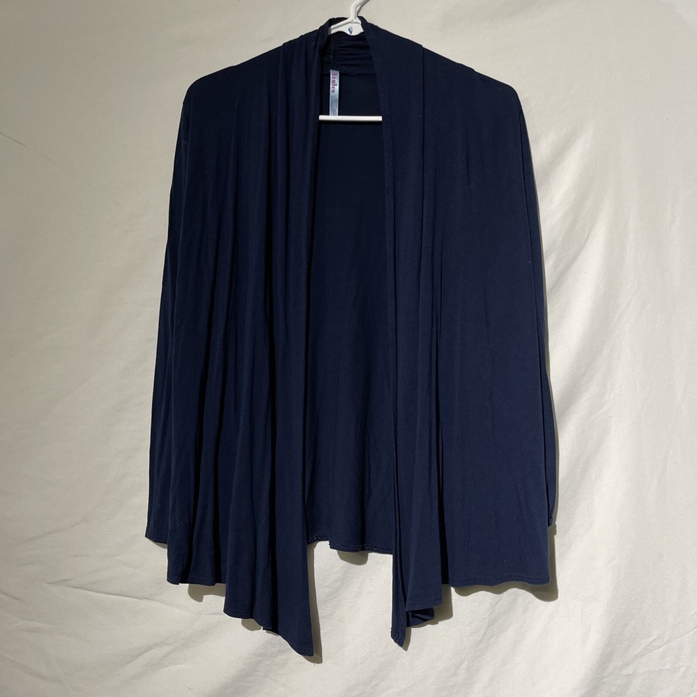 Azules Womens Size Small Long Sleeve Cardigan Over Shirt Top Navy Blue