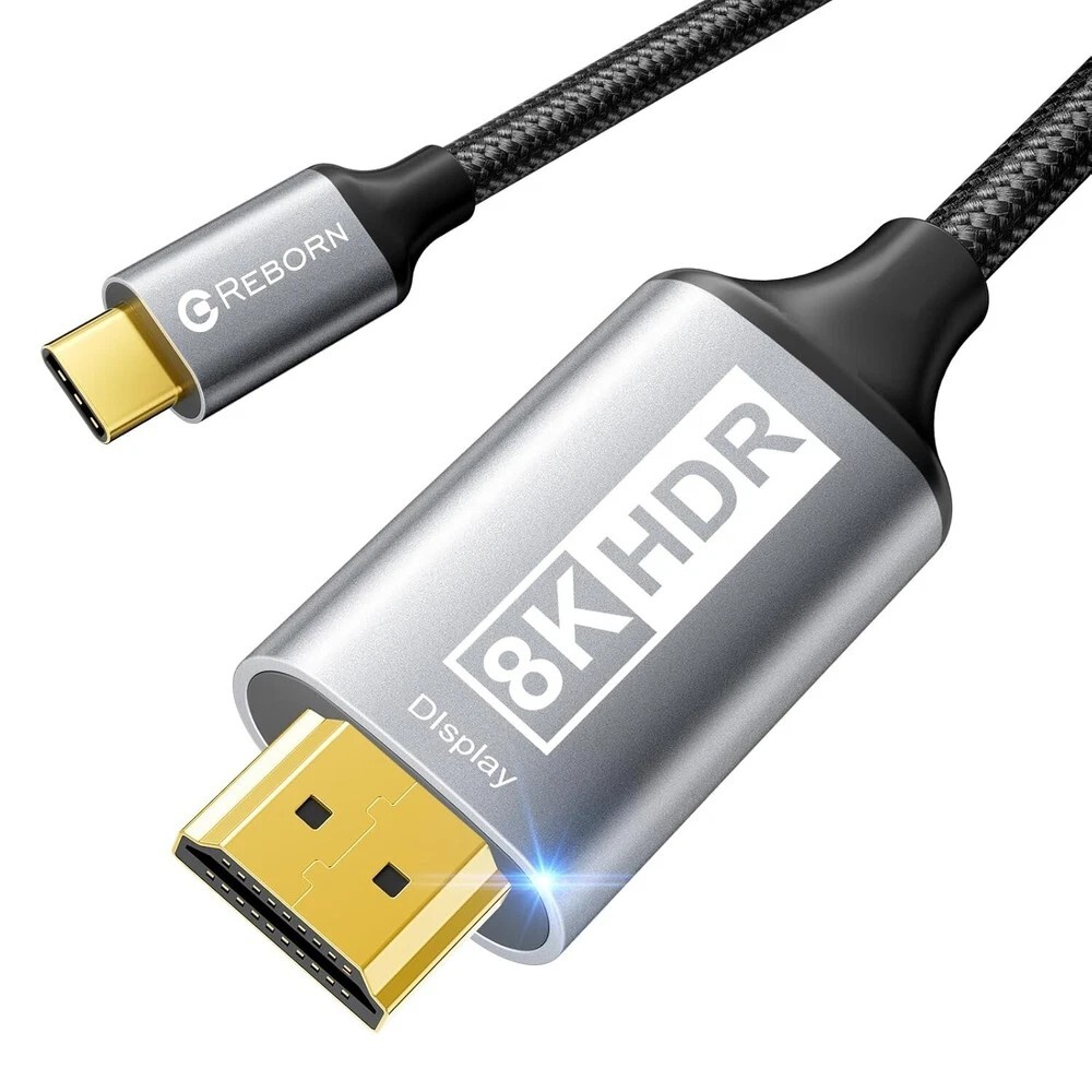 USB C to HDMI 2.1 Cable 8K 60Hz 4K 144Hz 6FT High-Speed Type C to HDMI Cord for Ultra HD