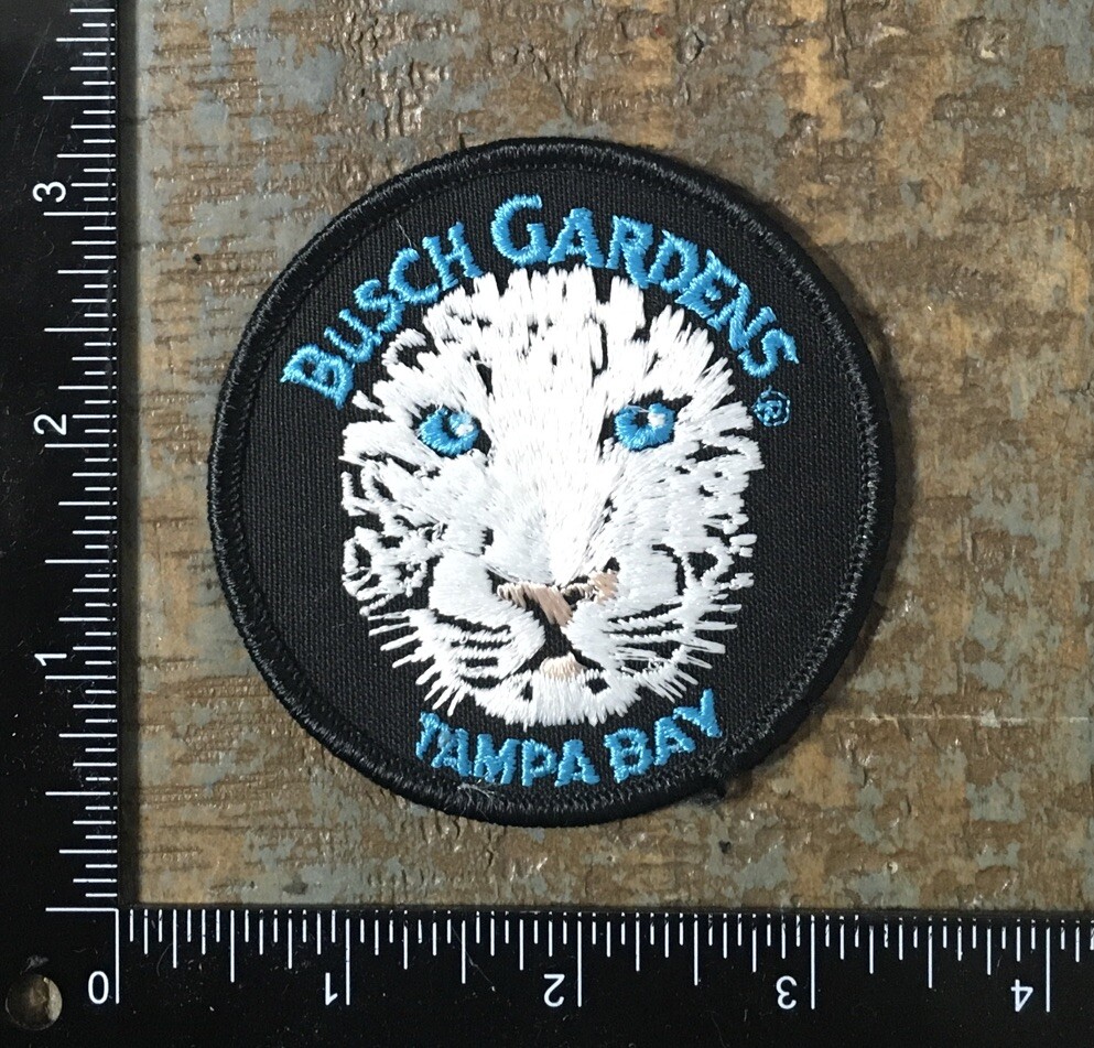 Vintage BUSCH GARDENS Theme Park White Tiger Tampa Bay Florida Souvenir Patch