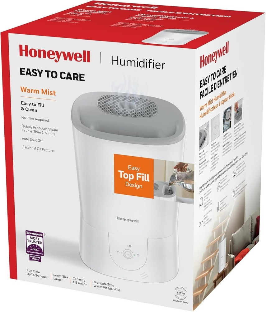 Honeywell Warm Mist Humidifier 1.5 Gallon, Top Fill Used VG in orig box