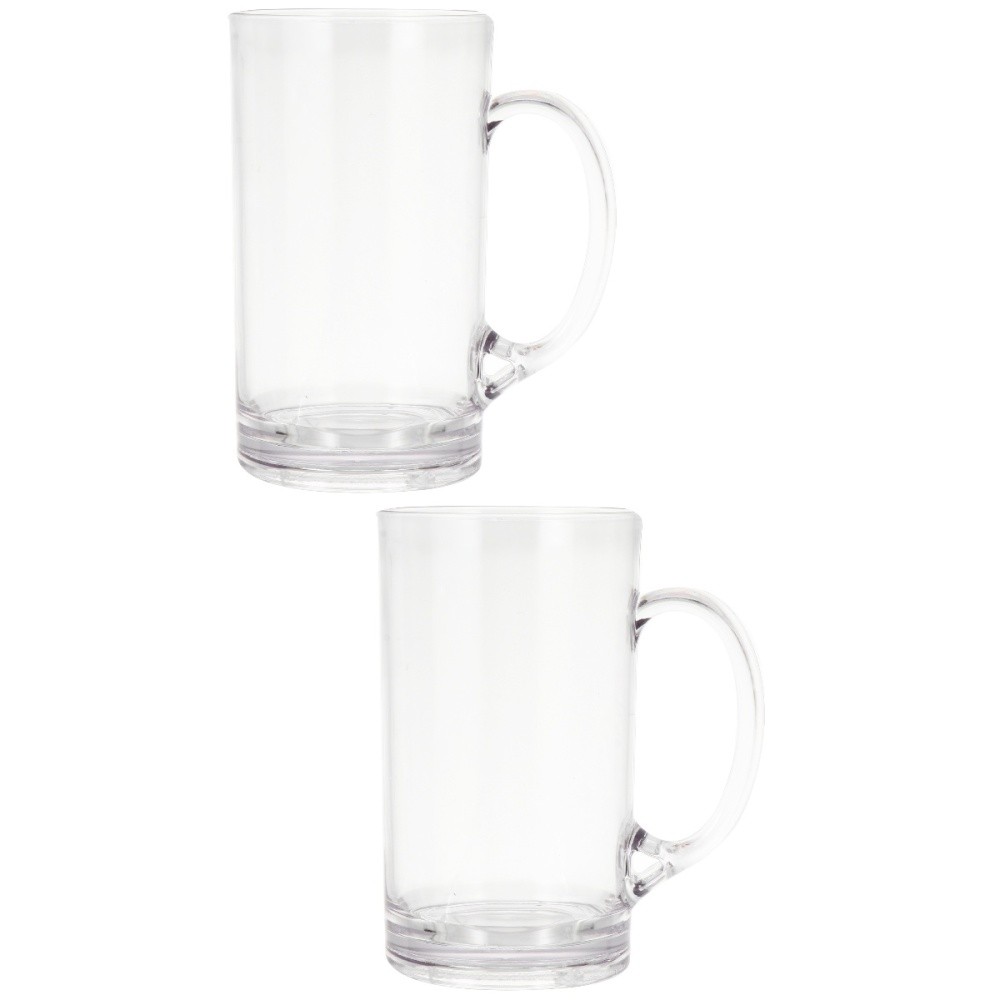 2 Pack Clear Beer Mugs with Handles for Beverages and Drinks