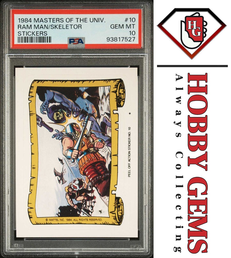 HE-MAN RAM MAN SKELETOR 1984 PSA 10 MOTU Sticker #10 C7