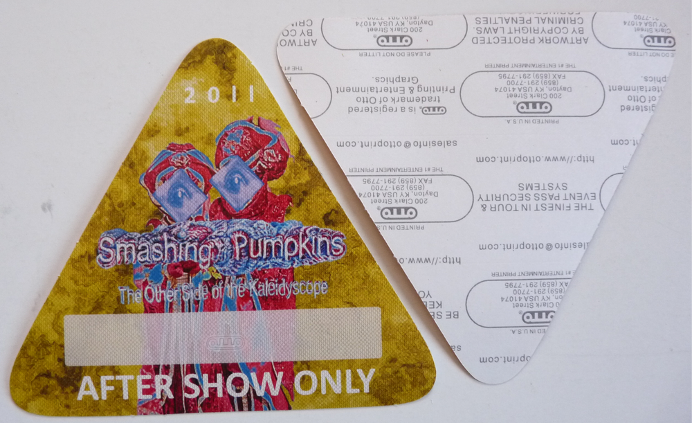 Smashing Pumpkins 2011 Tour Concert Yellow After Show Access Backstage Pass D4