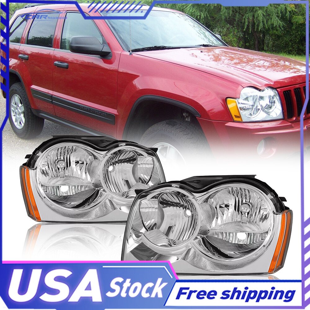 NUEVO 1 PAR Conjunto de faros apto para Jeep Grand Cherokee 2005-2007 negro EOOHM