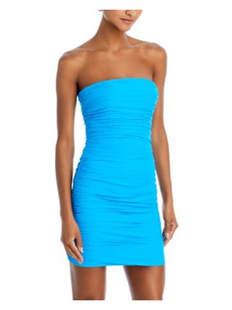 SERGIO HUDSON Womens Blue Bustier Support Bodice Sleeveless Mini Dress 4