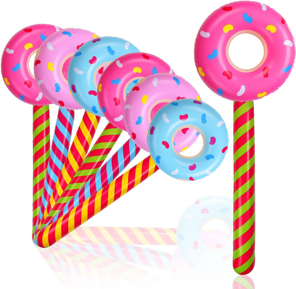 6 Pcs Inflatable Donuts 33 Inch Candy Birthday Party Decorations Donut Shape Bal