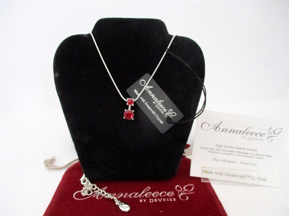 Collar Annaleece Devries Doble Piedra con Elementos de Cristal Rojo Swarovski Nuevo-image