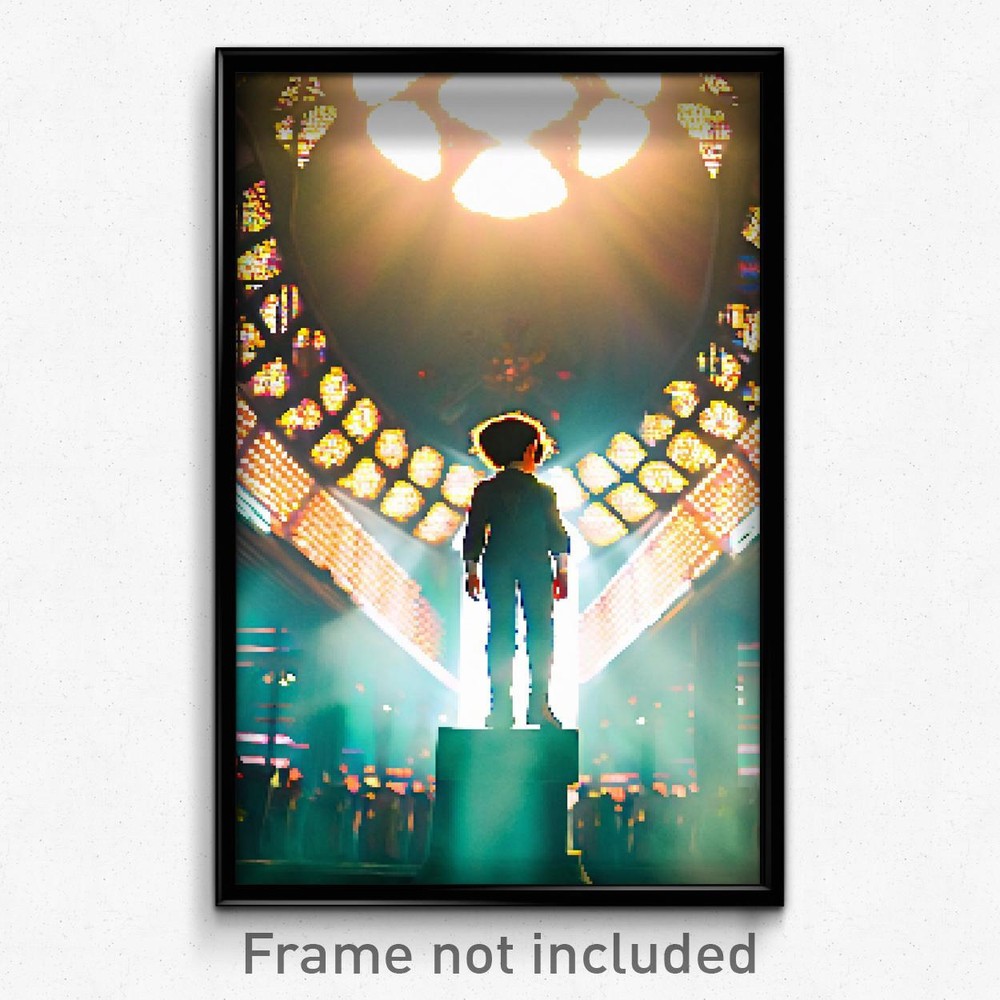 Pixel Art Poster Treasured Esplande 8 Bit Psychedelic Video Game Print