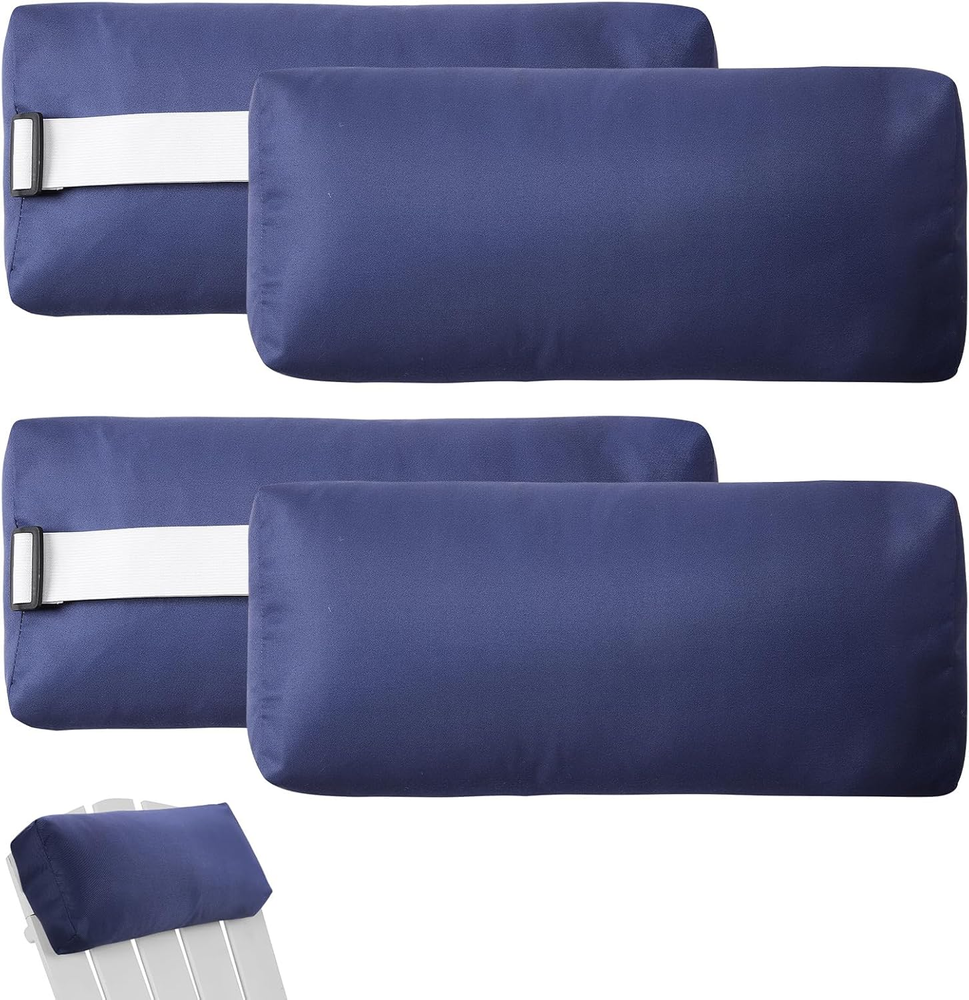 4 Pack Adjustable Chaise Lounge Head Pillows for Outdoor Chairs