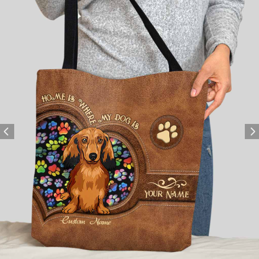 Personalized Dog Mom Tote Bag, Love Dog Handbag