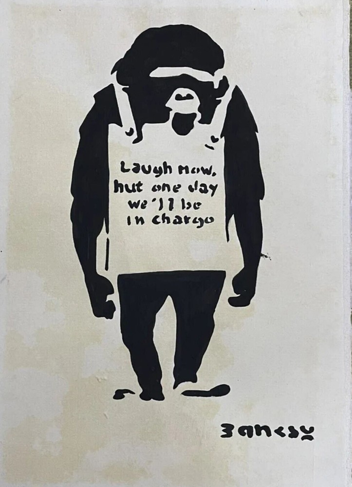 Banksy COA Art Drawing Painting Vintage Handmade Signed Original Paper