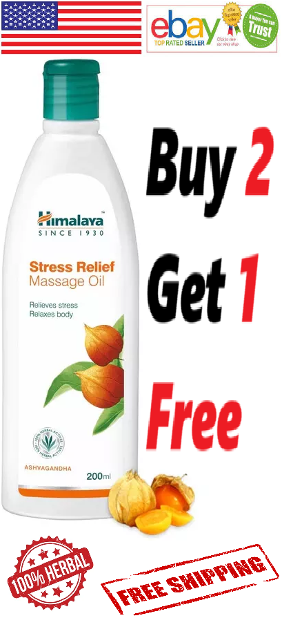 Himalaya Stress Relief Massage Oil 100% Natural & Organic 200ml. (Free Ship)