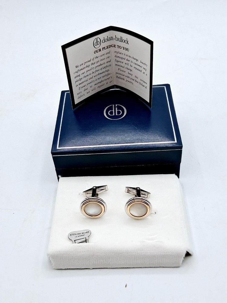 Vintage Dolan Bullock DB Sterling 14K Gold Mother of Pearl Cufflinks
