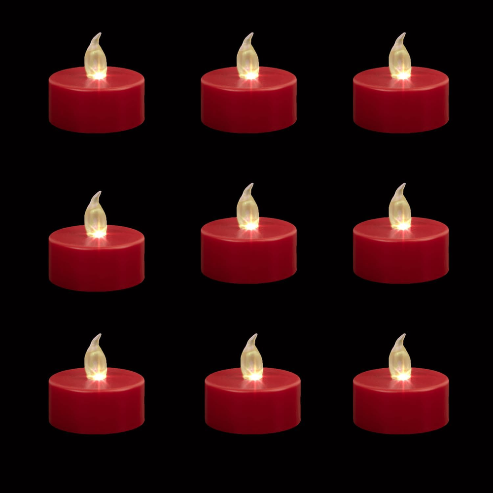 24 Pack Red LED Flameless Tea Lights with Flickering Glow
