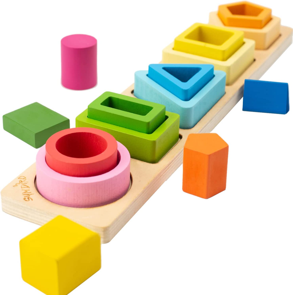 Montessori Wooden Sorting Stacking Toys for Toddlers 1 2 3 Years Old Boys Girls