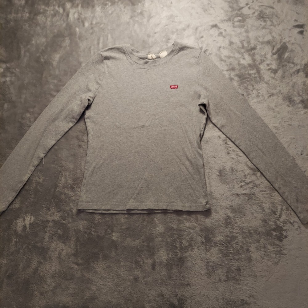 Levi's Women's Crew Neck Long Sleeve Top Grey M 22in Long 16in Wide