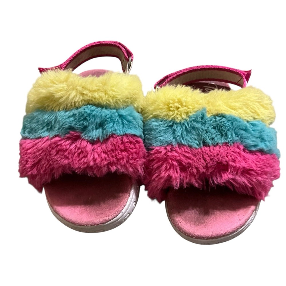 Skechers | Twinkle Toes Light Up Sandals Size 9 Back Strap Rainbow Fuzzy