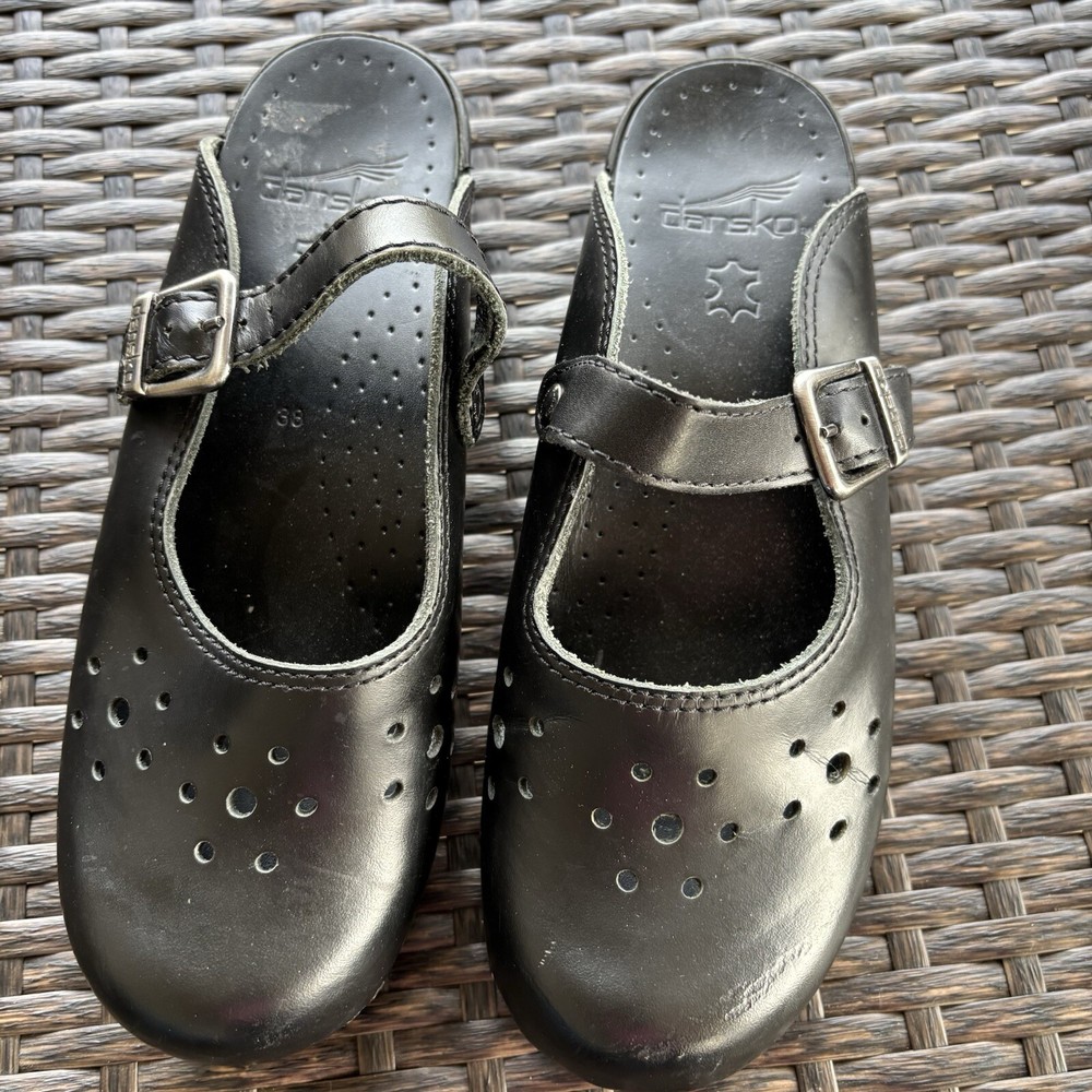 Dansko Merrie Cabrio Mary Jane Clog Shoes Buckle Womens Sz 8/38 Black