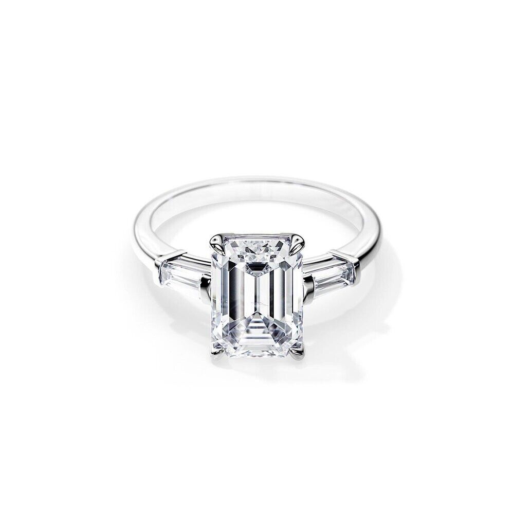 Wedding Ring Solid 950 Platinum Emerald 2.60 Carat IGI GIA  Lab Created Diamond