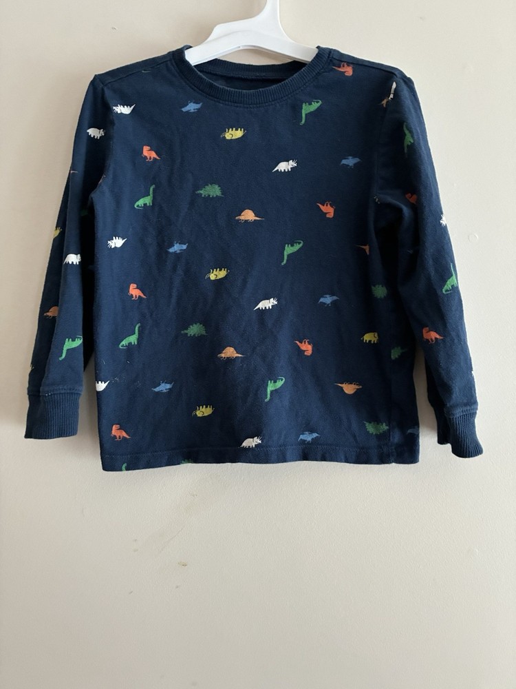 Old Navy Toddler Boy Colorful Dinosaur Cotton Crewneck Long Sleeve Shirt Navy 5T
