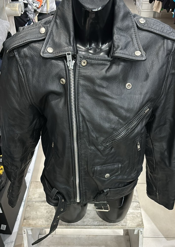 Vintage Black Genuine Leather Jacket for Women Size 50 LLD229