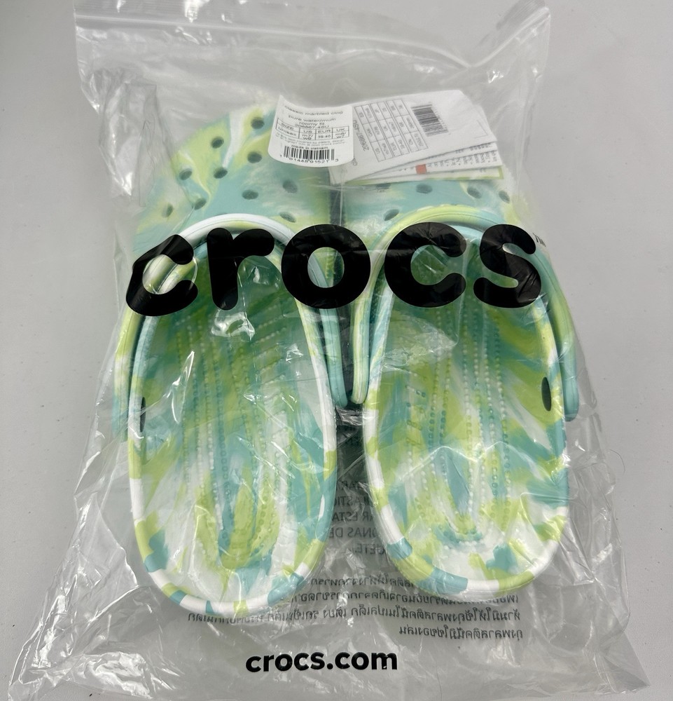 New Women's Size 9 Crocs Classic Marbled Clog Pure Water Roomy Fit 206867-4SU