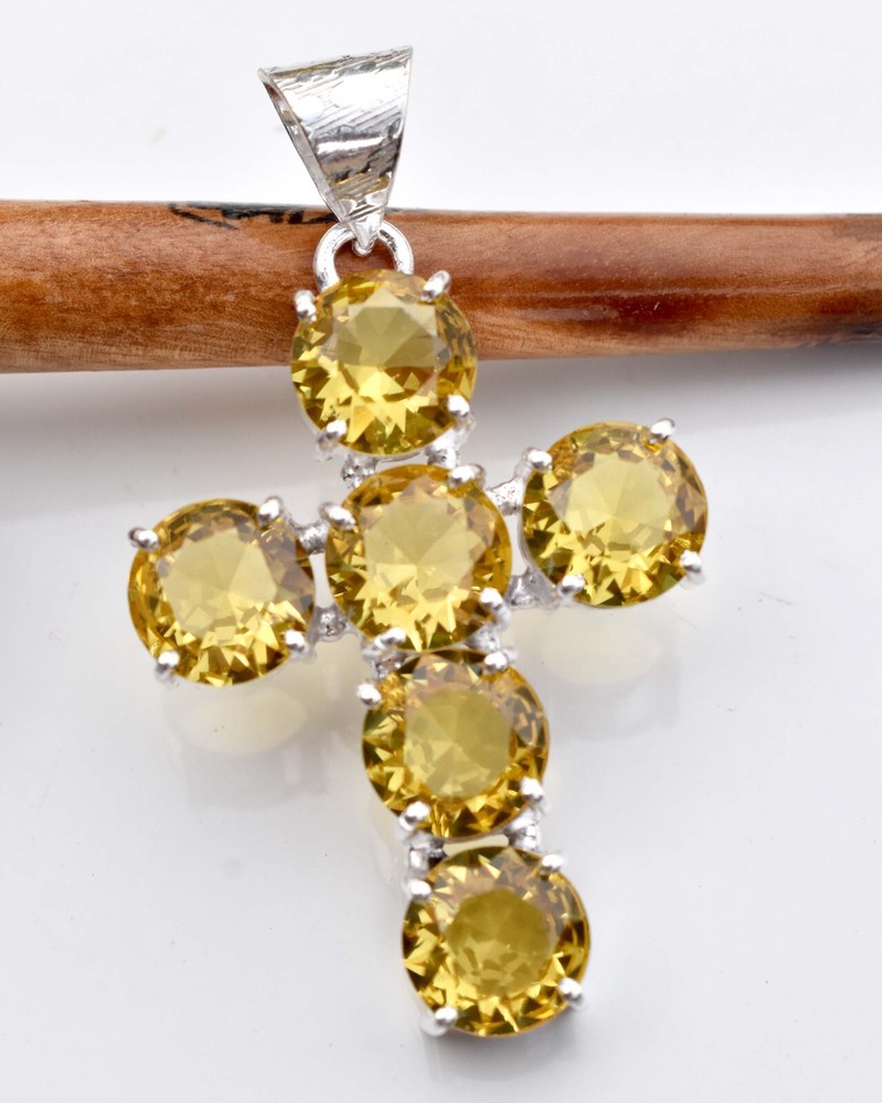 Yellow Citrine 925 Sterling Silver Gemstone Handmade Gift Women Pendant S-2.10