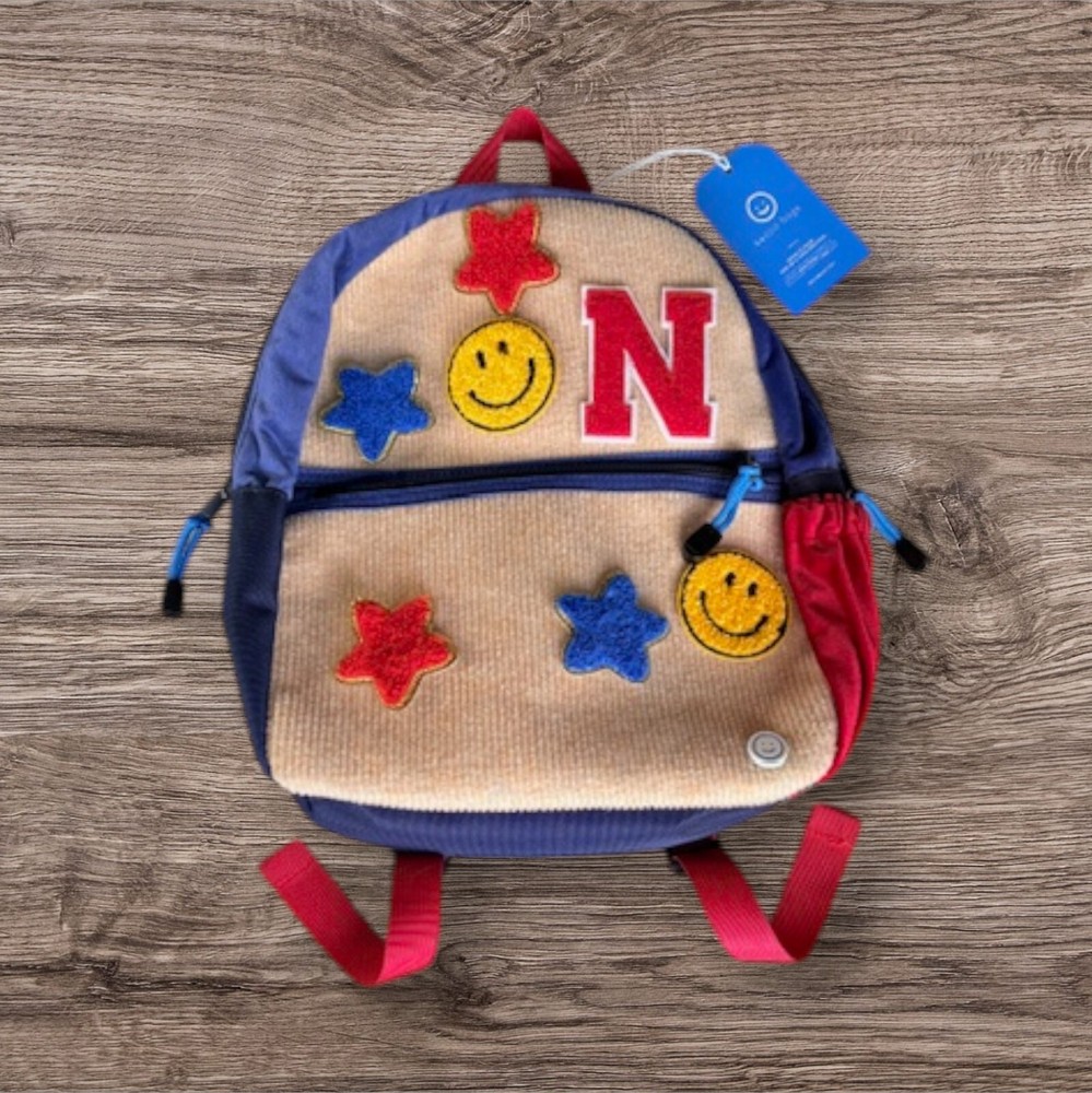 Small Becco Backpack for School - Red & Blue with Patches NWT-image