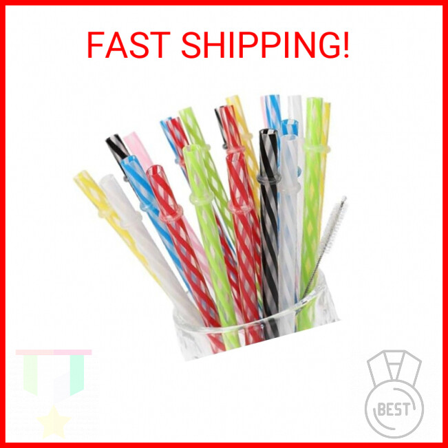 25 BPA-Free 9-Inch Reusable Clear Plastic Drinking Straws