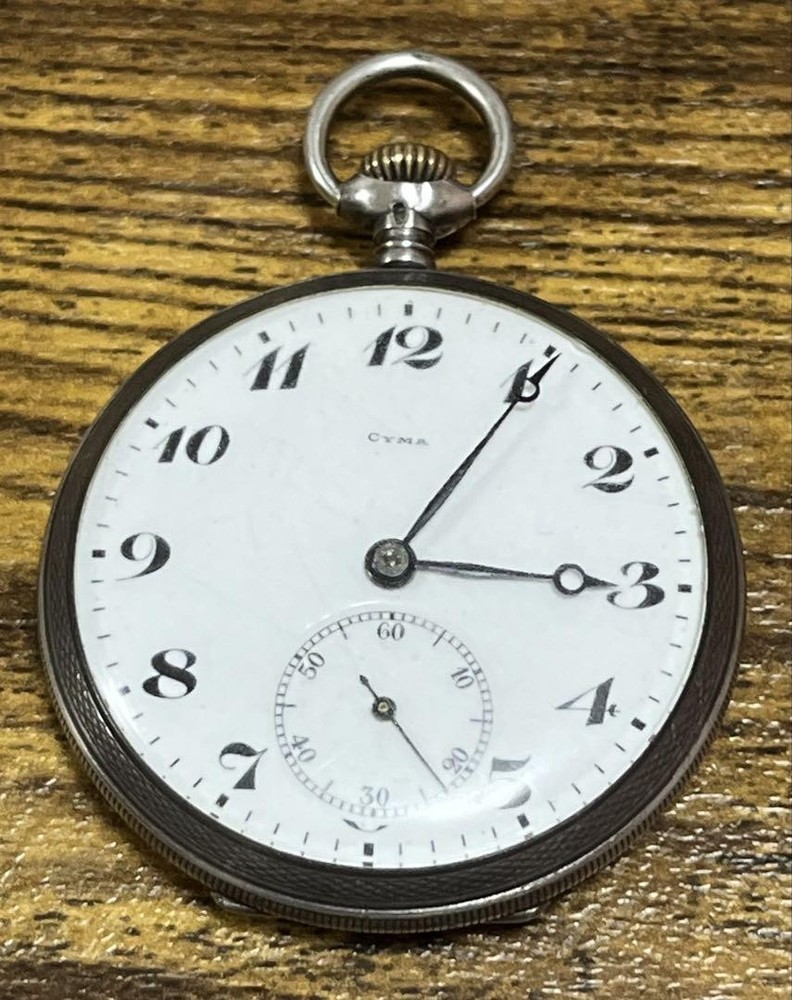 Sold Out Cyma Pocket Watch Silver 0.800 Trusty Engraved Antique