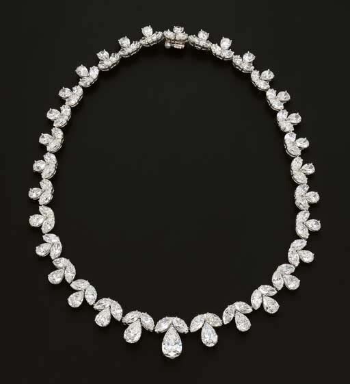 25ct Pear Simulated Diamond Tennis Necklace in 14k White Gold Plated Silver
