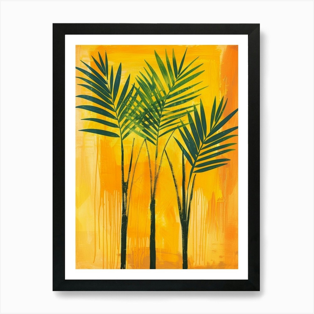 3 Palm Trees Framed Art Print - Tropical Canvas Wall Decor  