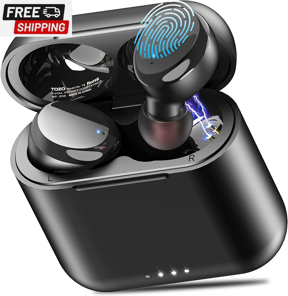 T6 True Wireless Earbuds Bluetooth 5.3 Headphones Touch Control with Wireless Ch