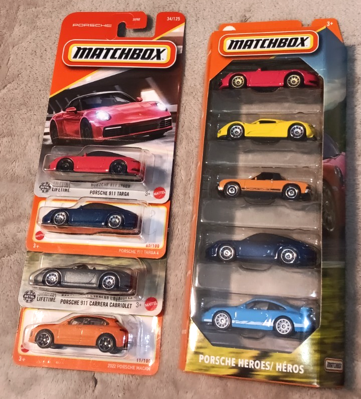 LOT 5 - 2025 Matchbox Porsche Heroes 5 Pack + 911 targa, targa 4, Carrera, Macan