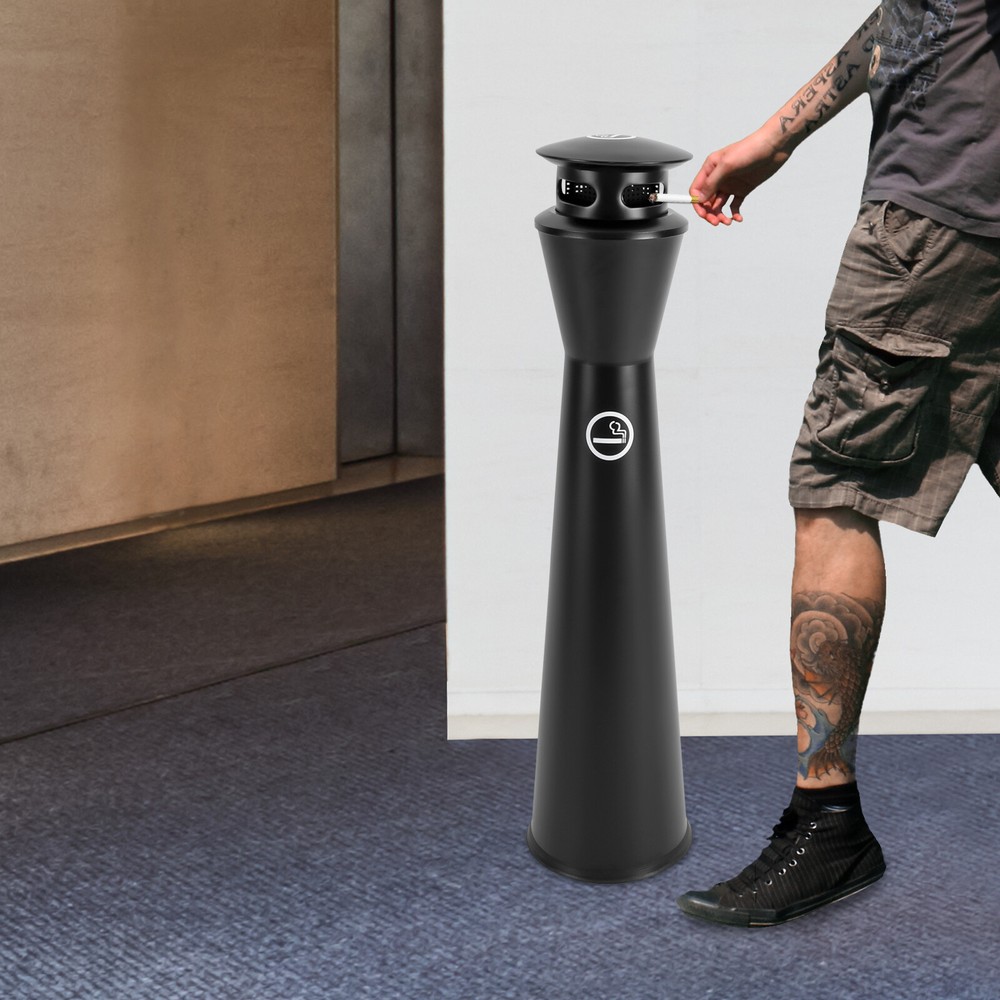 43.3 Inch Stainless Steel Garbage Can with Inner Barrel for Cigarette Ends