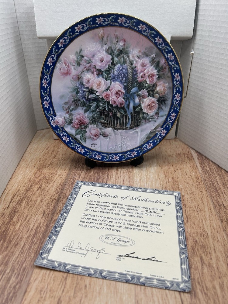 Bradford Exchange 1992 Lena Lui Basket Bouquet Roses Collector Plate