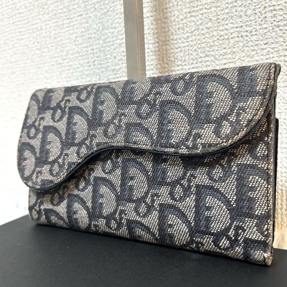 Christian Dior Trotter Folding Wallet in Beige Leather