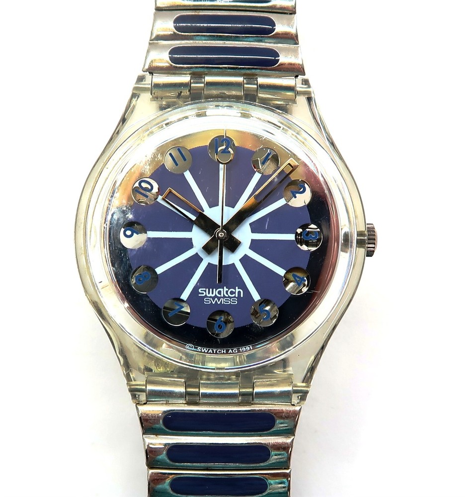 Vintage 1992 NOS Swatch BLUE SEGMENT Watch GK149 GK148 with Case & Papers