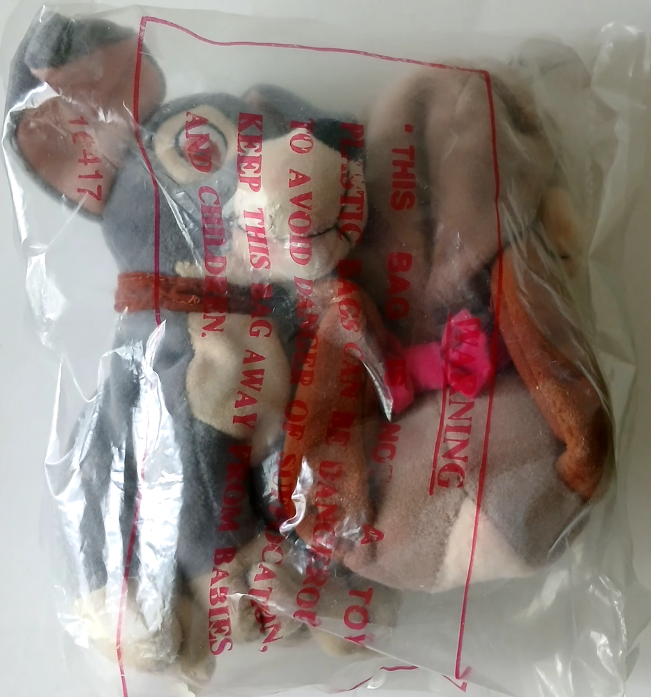 Disney Store LADY & THE TRAMP BEAN BAG PLUSH SET 90's New in original bag