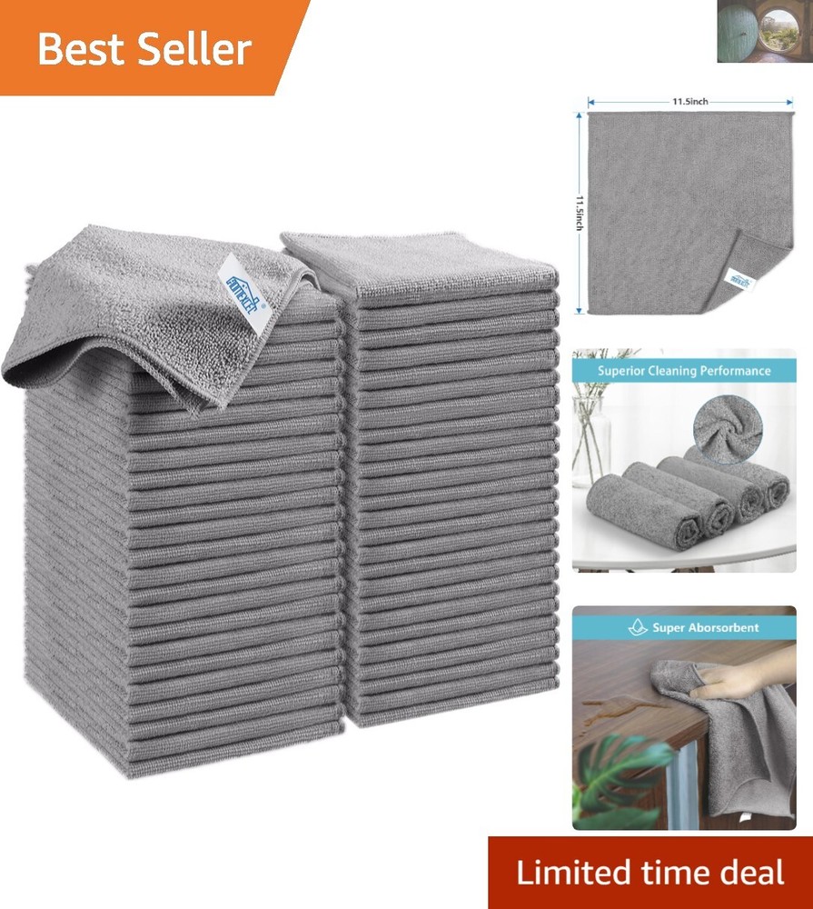 50-Pack Eco Microfiber Cloths - Super Absorbent 11.5x11.5 for All Surfaces