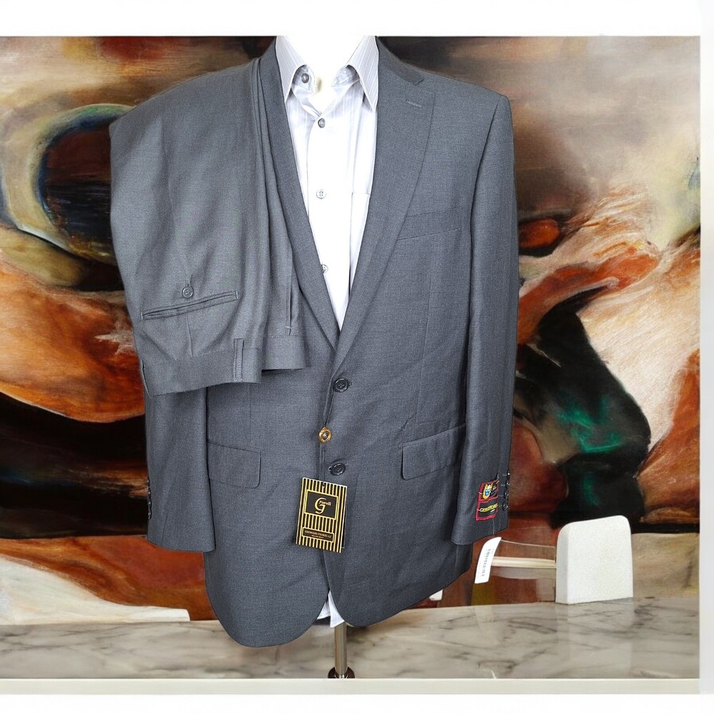 Giorgio Fiorelli Gray 2-Piece Suit 42R 34X Double Vented NWT