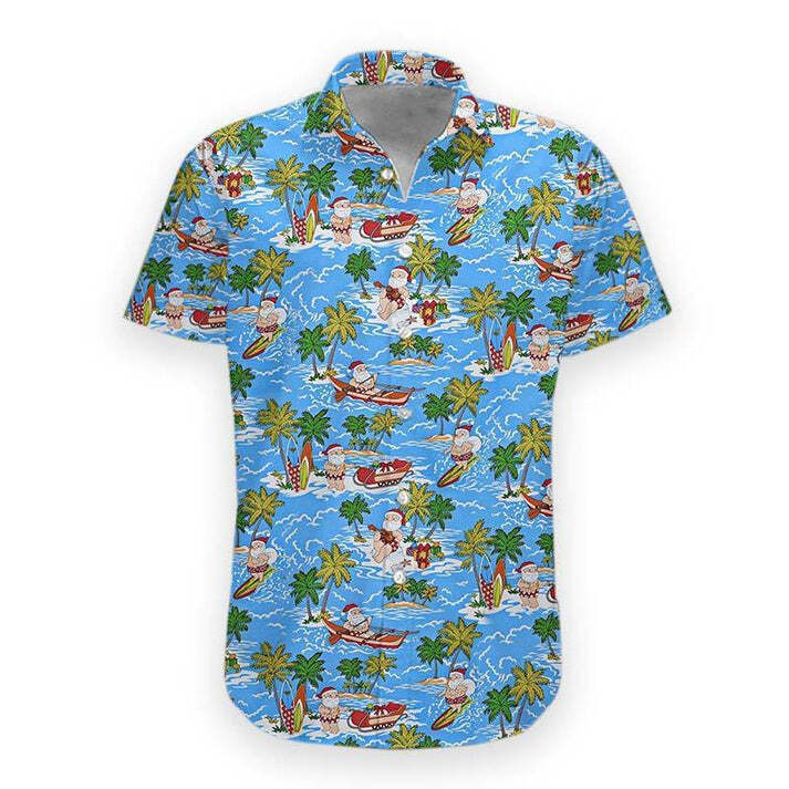 Lasfour 3D Santa Hawaii Shirt for Men and Women – Vibrant Summer Aloha Shirt Ideal as a Seasonal Gift