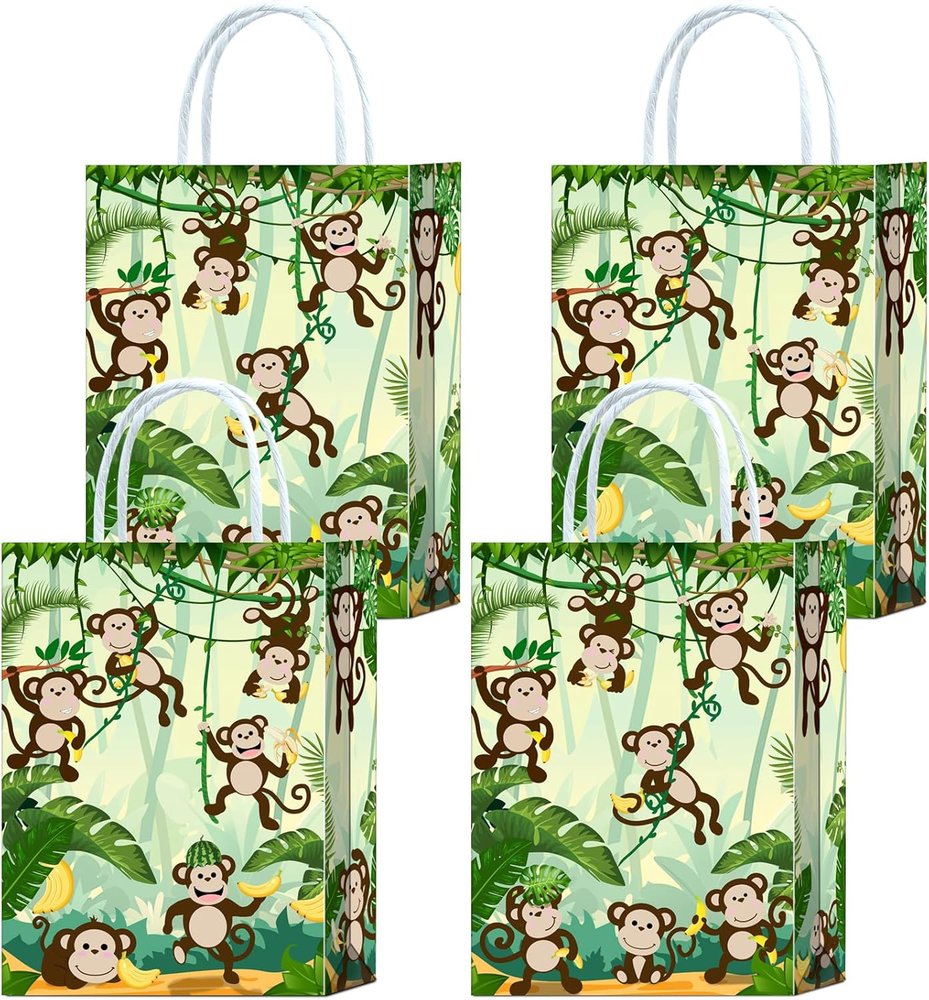 16-Piece Monkey-Themed Goodie Bags for Birthday Party Treats & Snacks