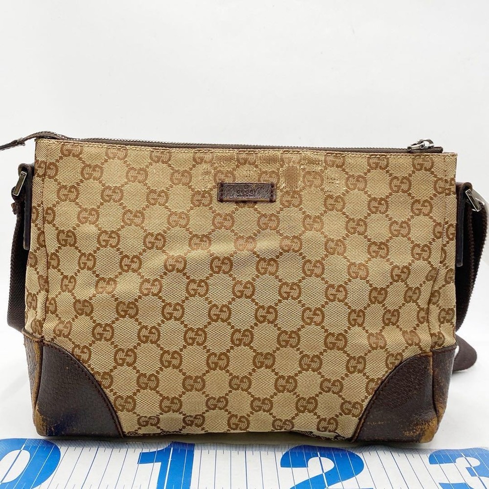 Vintage Gucci GG Monogram Canvas Crossbody Shoulder Bag Tote