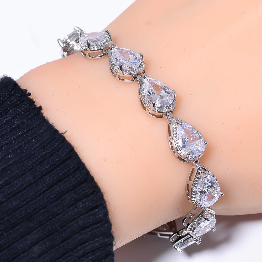 White Topaz 925 Sterling Silver Tennis Bracelet 7.99