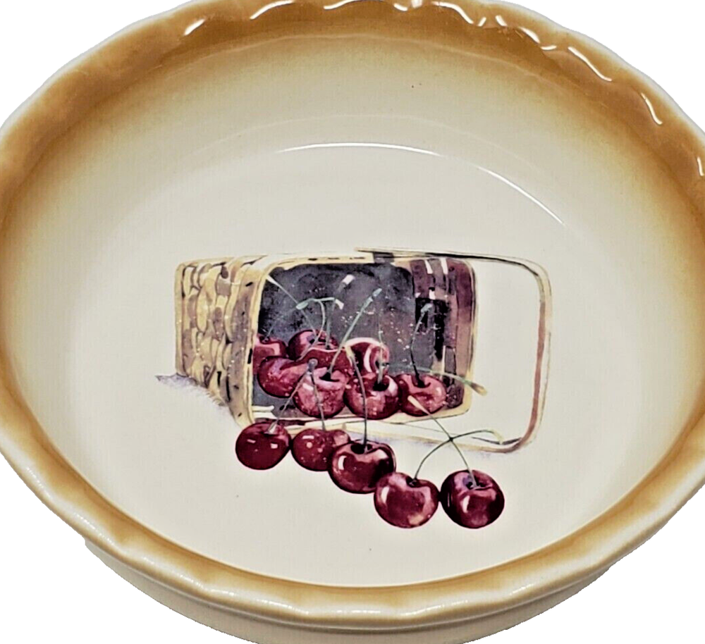 Nantucket Pottery Cherry Basket Mini Pie Dessert Dish Quiche Bowl - Vtg READ