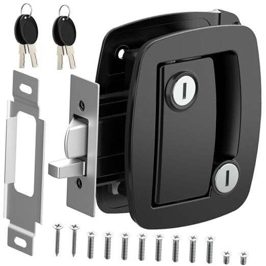 RV Aluminum Alloy Paddle Deadbolt Lock for Camper Entry Door - Black